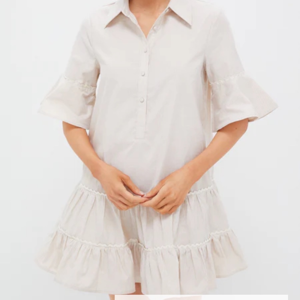POMANDER PLACE Tan Stripe Mckenna Dress